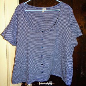 ASOS Curve Top in Stripe with Button Placket